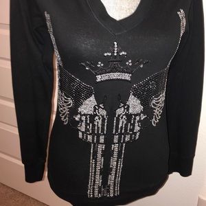 NWOT Long sleeve custom Swarovski Crystal hoodie